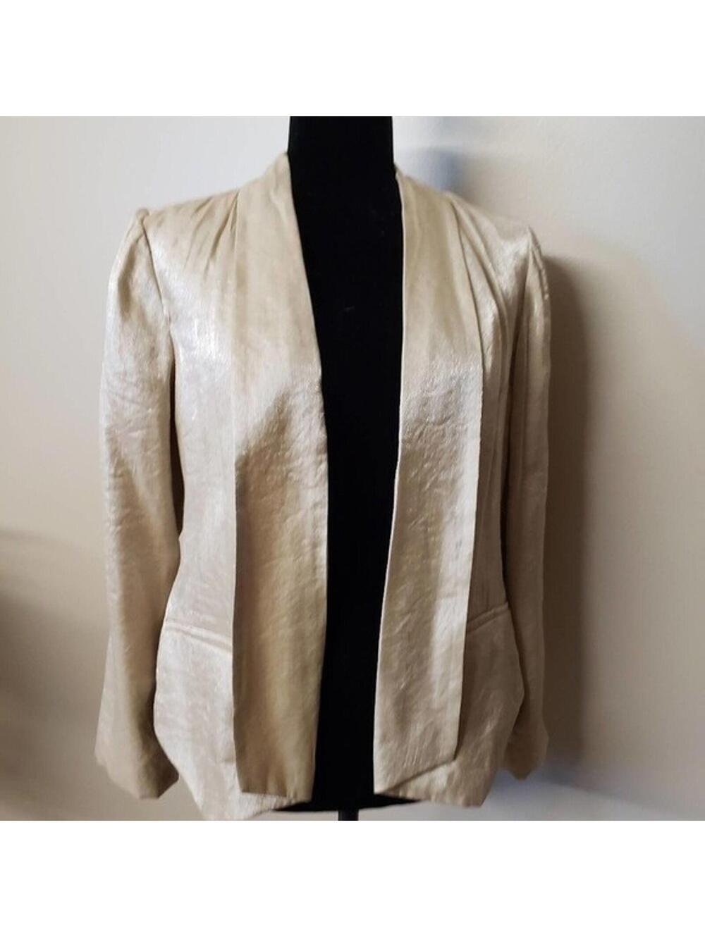 LKNW Chico's Gold Metallic open drape jacket ! 6 8